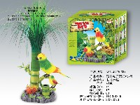 电动声控假山电子鹦鹉+小鸟+草