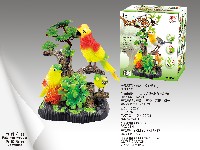 电动声控假山鹦鹉+两小鸟