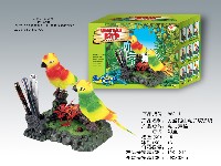 电动声控方座假山电子双鹦鹉