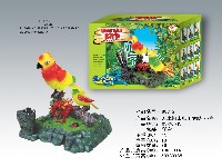 电动声控方座假山电子鹦鹉+小鸟