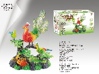 石头树枝方座孔雀+小鸟