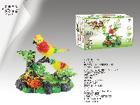 石头树枝方座鹦鹉+喜鹊