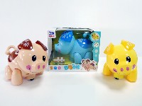 实色电动万向3D灯光音乐QQ猪