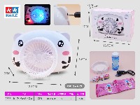 奶牛充电风扇泡泡机(带2灯带音乐)